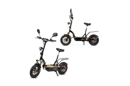 Trottinette électrique renton 1200 watts batterie lithium avec siège et emplacement panier arrière
